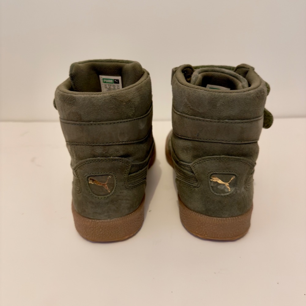 Puma Sky II Hi Olive Green Suede High Top Sneakers Gum Sole Women's 10 364395-02 - Picture 4 of 7